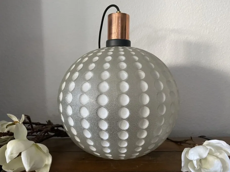 New Pamono Mid-Century Golf Ball-Shaped Glass Pendant Lamp, 1960s