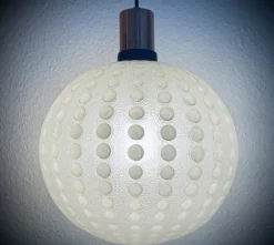 New Pamono Mid-Century Golf Ball-Shaped Glass Pendant Lamp, 1960s