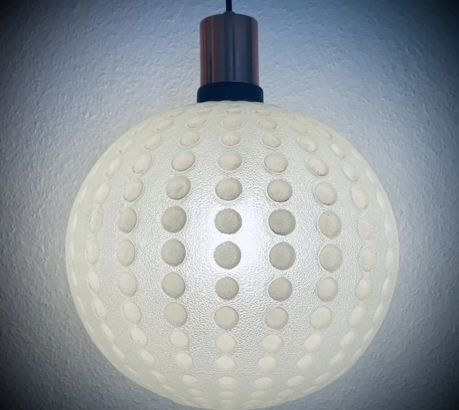 New Pamono Mid-Century Golf Ball-Shaped Glass Pendant Lamp, 1960s