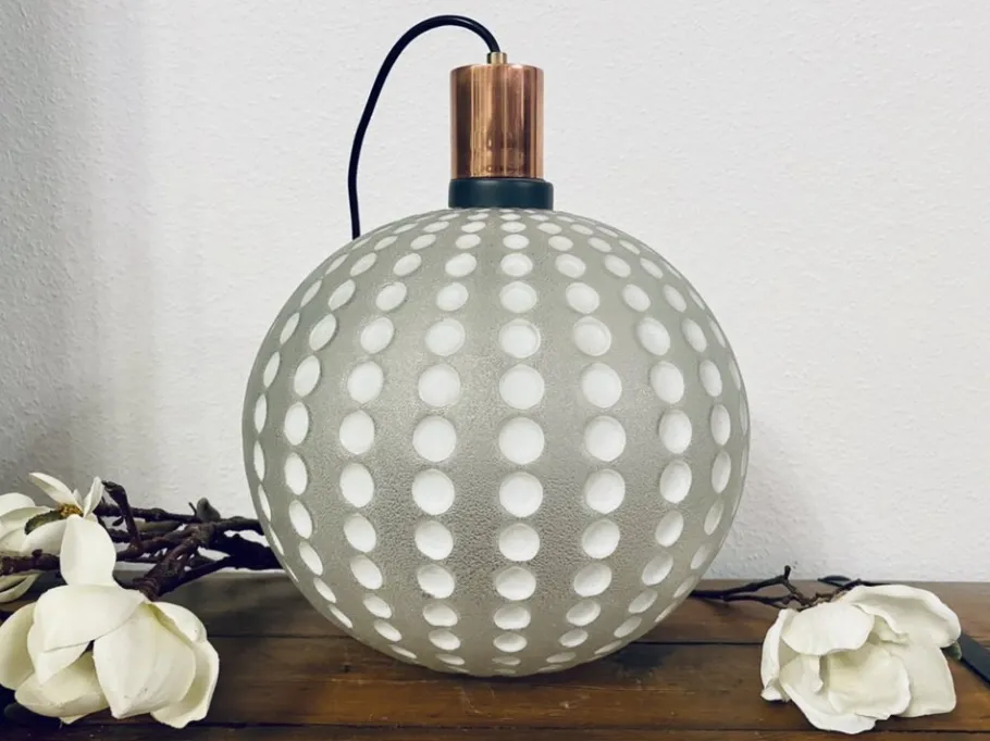 New Pamono Mid-Century Golf Ball-Shaped Glass Pendant Lamp, 1960s