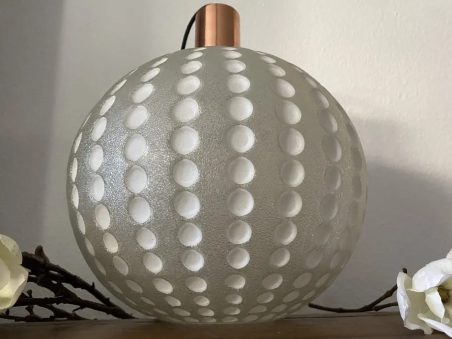 New Pamono Mid-Century Golf Ball-Shaped Glass Pendant Lamp, 1960s