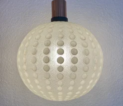 New Pamono Mid-Century Golf Ball-Shaped Glass Pendant Lamp, 1960s