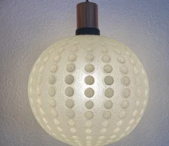 New Pamono Mid-Century Golf Ball-Shaped Glass Pendant Lamp, 1960s