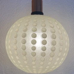 New Pamono Mid-Century Golf Ball-Shaped Glass Pendant Lamp, 1960s
