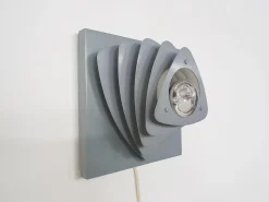 Clearance Pamono Mid-Century Grey Metal Wall Light, the Netherlands, 1960s