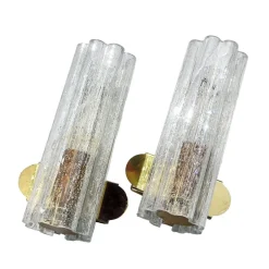 Sale Pamono Mid-Century Hand-Blown Glass and Brass Wall Sconces from Doria Leuchten, Germany, 1970s, Set of 2