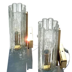 Sale Pamono Mid-Century Hand-Blown Glass and Brass Wall Sconces from Doria Leuchten, Germany, 1970s, Set of 2