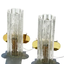 Sale Pamono Mid-Century Hand-Blown Glass and Brass Wall Sconces from Doria Leuchten, Germany, 1970s, Set of 2