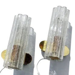 Sale Pamono Mid-Century Hand-Blown Glass and Brass Wall Sconces from Doria Leuchten, Germany, 1970s, Set of 2