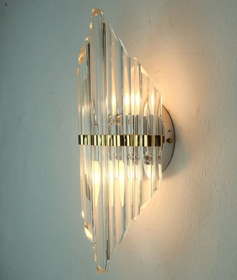 Best Pamono Mid-Century Hollywood Regency Style Metal Wall Sconce with Glass Rods
