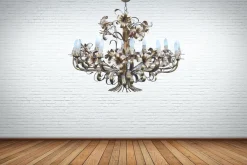 Best Pamono Mid-Century Hollywood Regency Gilt Floral Lily 12-Light Chandelier attributed to Hans Kögl, Italy, 1970s