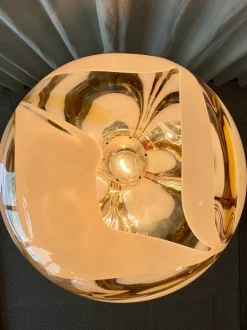 Sale Pamono Mid-Century Italian Amber and White Swirl Murano Glass Globe Pendant, 1960s