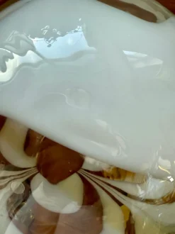 Sale Pamono Mid-Century Italian Amber and White Swirl Murano Glass Globe Pendant, 1960s