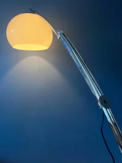 Clearance Pamono Mid-Century Italian Arc Floor Lamp with Acrylic Glass Shade by Goffredo Reggiani