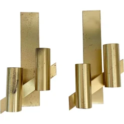 Discount Pamono Mid-Century Italian Brass Wall Sconces from Gaetano Sciolari, 1960s, Set of 2