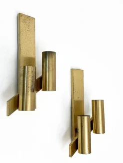 Discount Pamono Mid-Century Italian Brass Wall Sconces from Gaetano Sciolari, 1960s, Set of 2