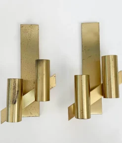 Discount Pamono Mid-Century Italian Brass Wall Sconces from Gaetano Sciolari, 1960s, Set of 2
