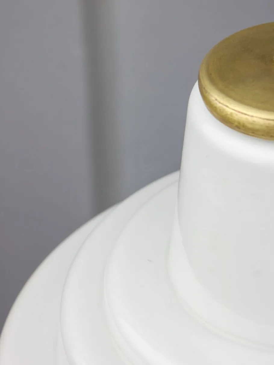 New Pamono Mid-Century Italian Brass and Opaline Pendant Lamp