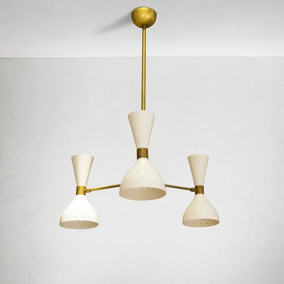 Best Pamono Mid-Century Italian Chandelier in Brass, 1950