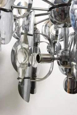 Sale Pamono Mid-Century Italian Chromed Chandelier with 15 Lights by Oscar Torlasco