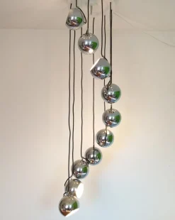 Clearance Pamono Mid-Century Italian Chrome Cascade Chandelier by Guzzini for Meblo, 1970s