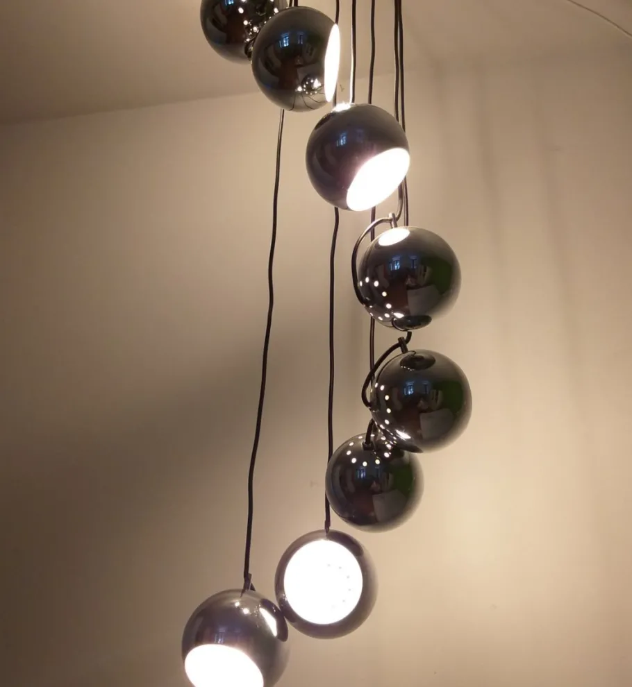 Clearance Pamono Mid-Century Italian Chrome Cascade Chandelier by Guzzini for Meblo, 1970s