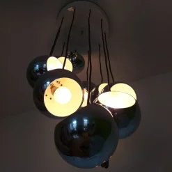 Clearance Pamono Mid-Century Italian Chrome Cascade Chandelier by Guzzini for Meblo, 1970s