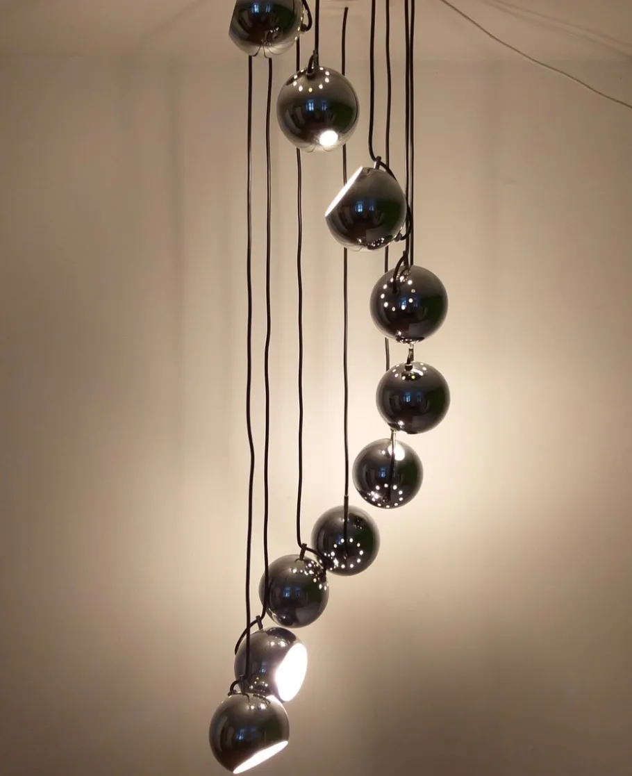Clearance Pamono Mid-Century Italian Chrome Cascade Chandelier by Guzzini for Meblo, 1970s
