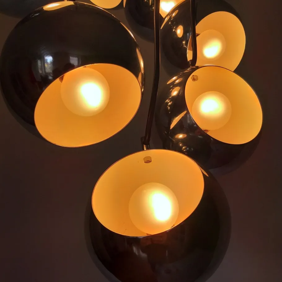 Clearance Pamono Mid-Century Italian Chrome Cascade Chandelier by Guzzini for Meblo, 1970s