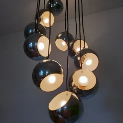 Clearance Pamono Mid-Century Italian Chrome Cascade Chandelier by Guzzini for Meblo, 1970s