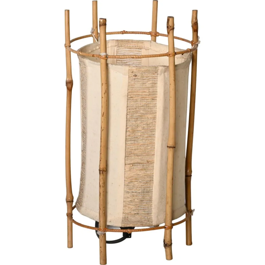 Discount Pamono Mid-Century Italian Cotton, Bamboo and Rattan Table Lamp by Louis Sognot, 1950s