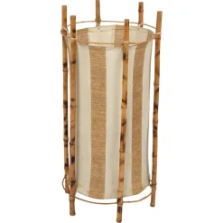 Pamono Mid-Century Italian Cotton, Bamboo & Rattan Floor Lamp by Louis Sognot, 1950s