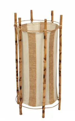 Pamono Mid-Century Italian Cotton, Bamboo & Rattan Floor Lamp by Louis Sognot, 1950s