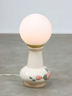 Pamono Mid-Century Italian Floral Table Lamp in Ceramic and Opaline