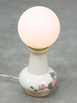 Pamono Mid-Century Italian Floral Table Lamp in Ceramic and Opaline