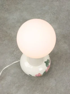 Pamono Mid-Century Italian Floral Table Lamp in Ceramic and Opaline