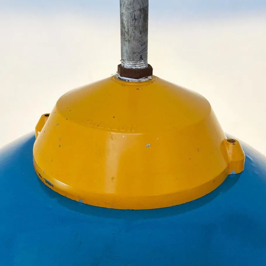 Clearance Pamono Mid-Century Italian Industrial Metal Colored Chandelier by Palazzoli, 1950s