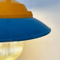 Clearance Pamono Mid-Century Italian Industrial Metal Colored Chandelier by Palazzoli, 1950s