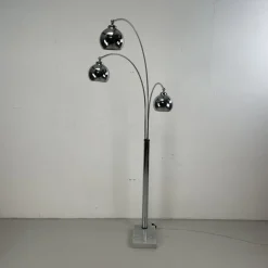 Pamono Mid-Century Italian Marble Based Arc Floor Light by Goffredo Reggiani
