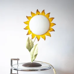 Best Pamono Mid-Century Italian Metal Painted Sunflower Table Lamp, 1970s