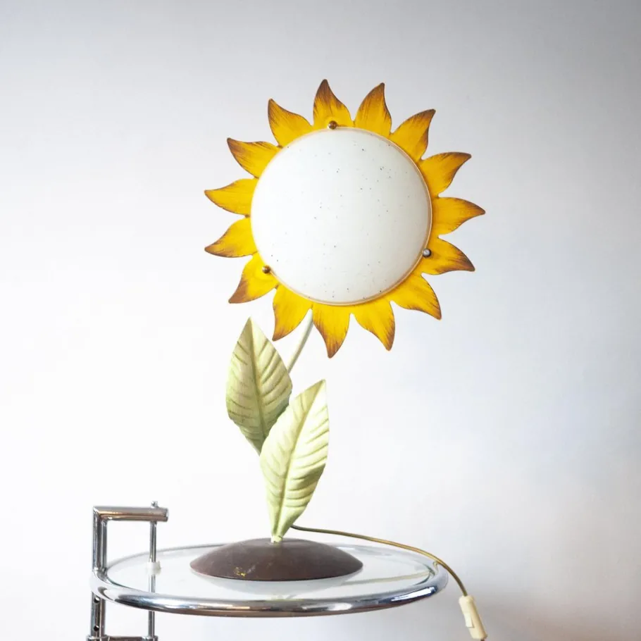 Best Pamono Mid-Century Italian Metal Painted Sunflower Table Lamp, 1970s
