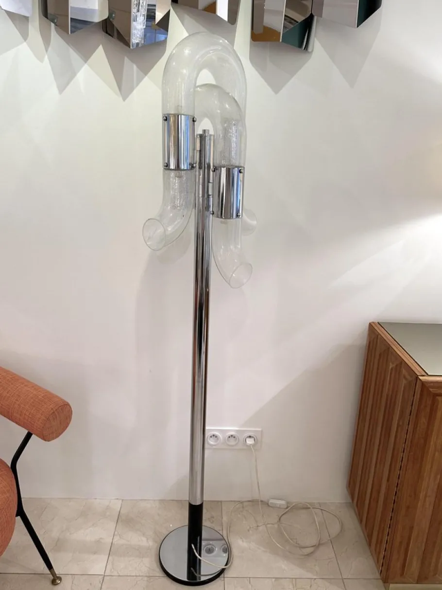Discount Pamono Mid-Century Italian Modern Murano Glass Floor Lamp by Aldo Nason for Mazzega, 1970s
