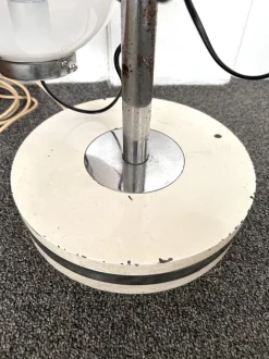 Clearance Pamono Mid-Century Italian Modern Metal and White Smoke Glass Globe Floor Lamp attributed to Candle, 1970s