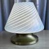 Best Pamono Mid-Century Italian Murano Glass Swirl Mushroom Table Lamp with Brass Base, 1970s