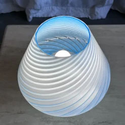 Best Pamono Mid-Century Italian Murano Glass Swirl Mushroom Table Lamp with Brass Base, 1970s