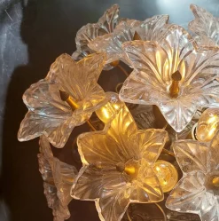 New Pamono Mid-Century Italian Murano Glass and Brass Wall or Ceiling Lights attributed to Venini for Maestri di Murano, 1960s, Set of 2