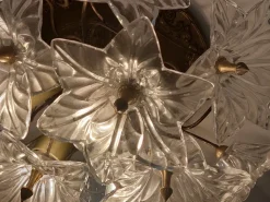 New Pamono Mid-Century Italian Murano Glass and Brass Wall or Ceiling Lights attributed to Venini for Maestri di Murano, 1960s, Set of 2