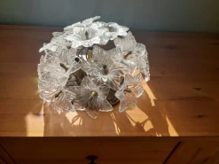 New Pamono Mid-Century Italian Murano Glass and Brass Wall or Ceiling Lights attributed to Venini for Maestri di Murano, 1960s, Set of 2