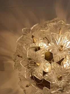 New Pamono Mid-Century Italian Murano Glass and Brass Wall or Ceiling Lights attributed to Venini for Maestri di Murano, 1960s, Set of 2