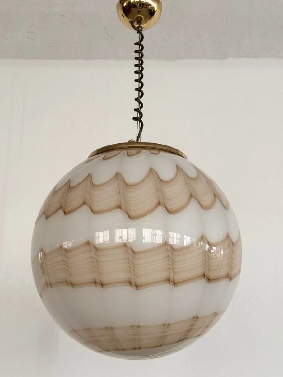 Sale Pamono Mid-Century Italian Murano Glass Globe Pendant with Golden Details, 1970s